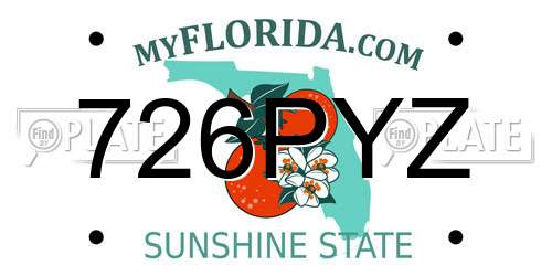 726PYZ Florida License Plate