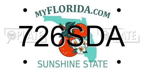 726SDA Florida License Plate