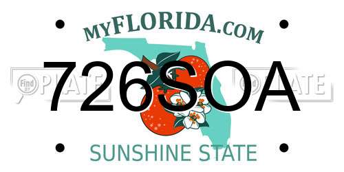 726SOA Florida License Plate