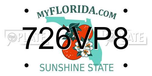726VP8 Florida License Plate