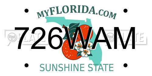 726WAM Florida License Plate