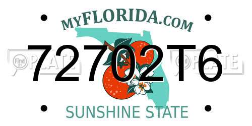 72702T6 Florida License Plate