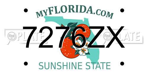 7276ZX Florida License Plate