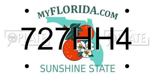 727HH4 Florida License Plate