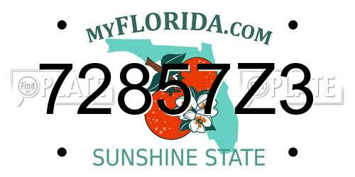 72857Z3 Florida License Plate