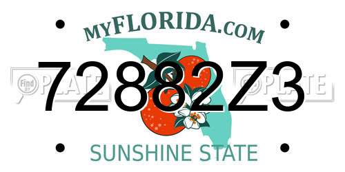 72882Z3 Florida License Plate