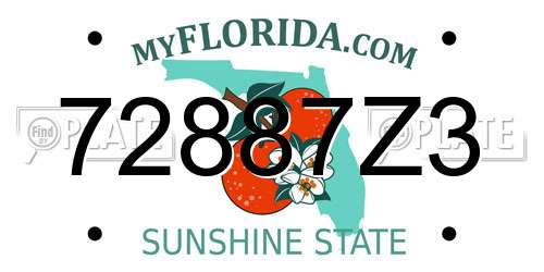 72887Z3 Florida License Plate