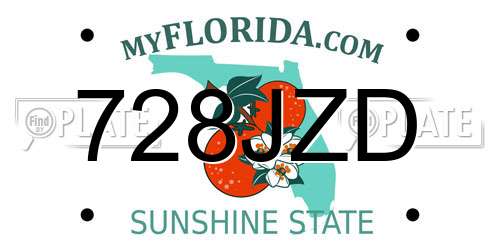 728JZD Florida License Plate