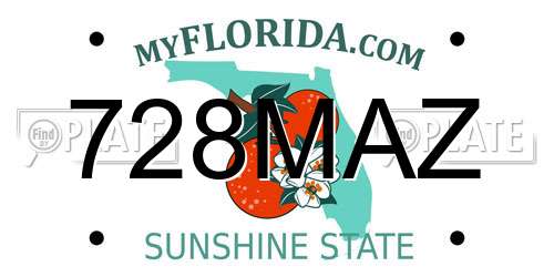 728MAZ Florida License Plate