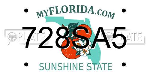 728SA5 Florida License Plate