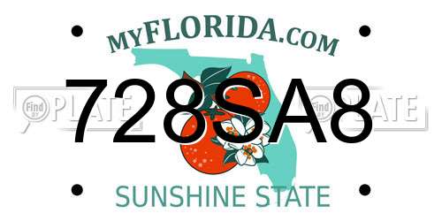 728SA8 Florida License Plate