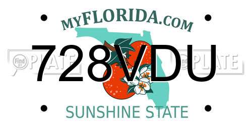 728VDU Florida License Plate