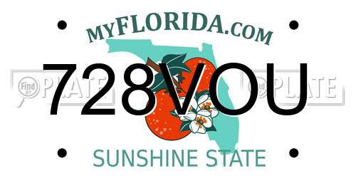 728VOU Florida License Plate