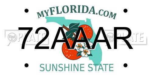 72AAAR Florida License Plate