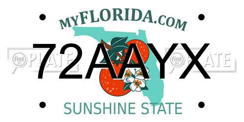 72AAYX Florida License Plate
