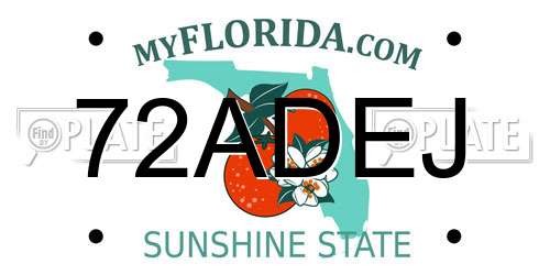 72ADEJ Florida License Plate