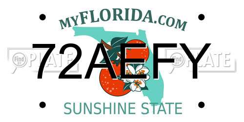 72AEFY Florida License Plate