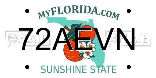 72AEVN Florida License Plate