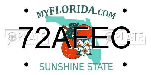 72AFEC Florida License Plate