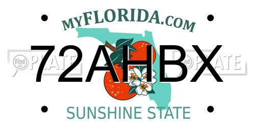 72AHBX Florida License Plate