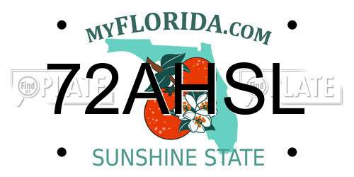 72AHSL Florida License Plate
