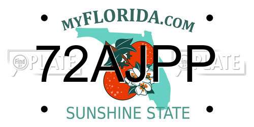 72AJPP Florida License Plate