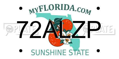 72ALZP Florida License Plate