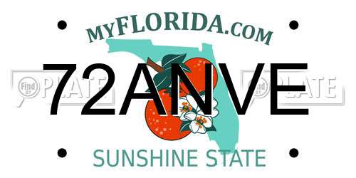 72ANVE Florida License Plate