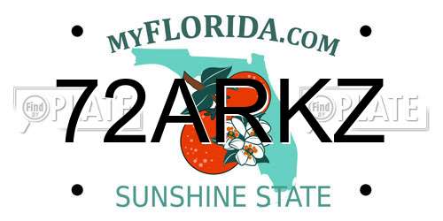 72ARKZ Florida License Plate