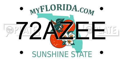 72AZEE Florida License Plate