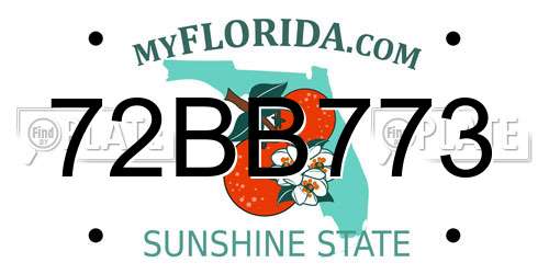 72BB773 Florida License Plate