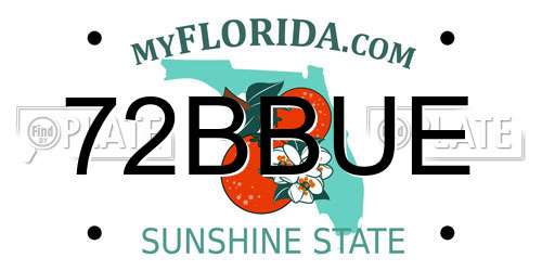 72BBUE Florida License Plate