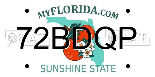 72BDQP Florida License Plate
