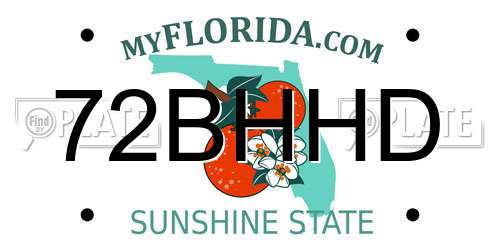 72BHHD Florida License Plate