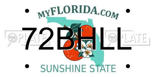 72BHLL Florida License Plate