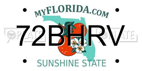 72BHRV Florida License Plate