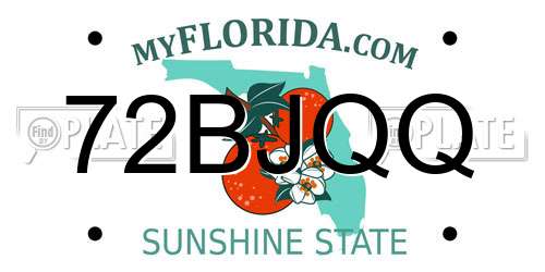 72BJQQ Florida License Plate
