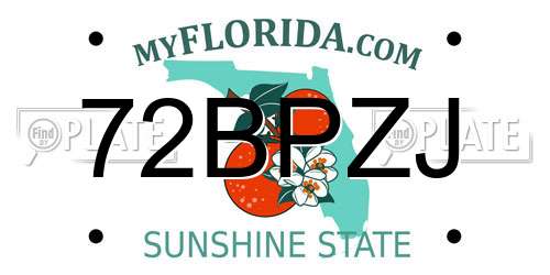 72BPZJ Florida License Plate
