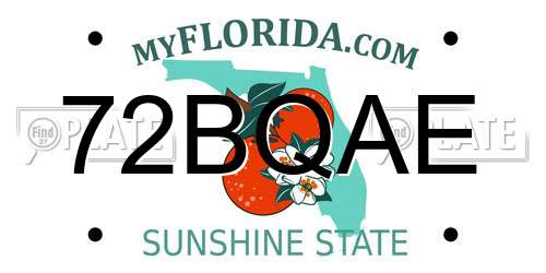72BQAE Florida License Plate