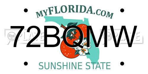 72BQMW Florida License Plate