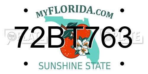 72BT763 Florida License Plate