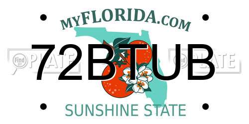 72BTUB Florida License Plate
