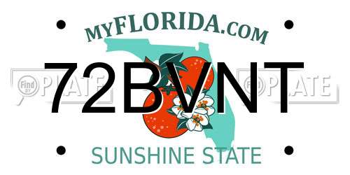 72BVNT Florida License Plate