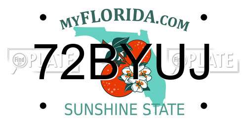 72BYUJ Florida License Plate