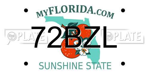 72BZL Florida License Plate