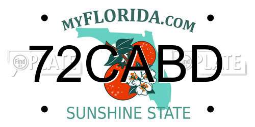 72CABD Florida License Plate