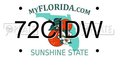 72CIDW Florida License Plate