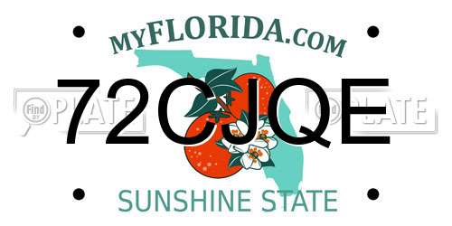 72CJQE Florida License Plate