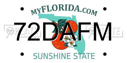 72DAFM Florida License Plate