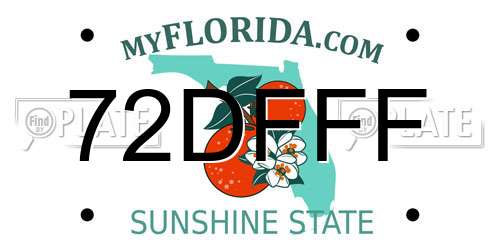 72DFFF Florida License Plate